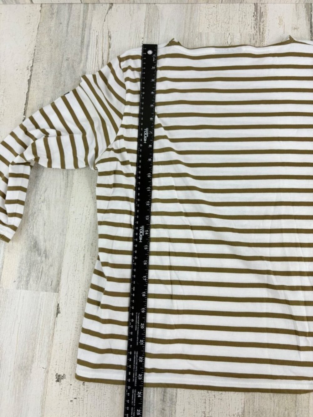 Saint James L’atelier Sz 14 M Green White Striped T Shirt - Picture 13 of 14